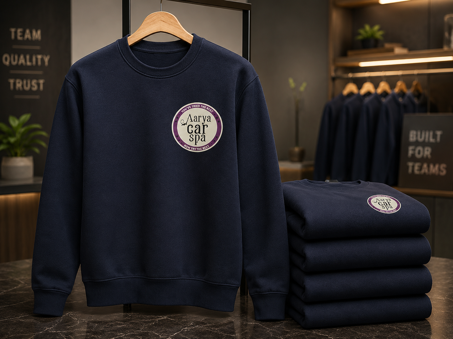 Aarya Car Spa sweatshirts produced by Customprintz